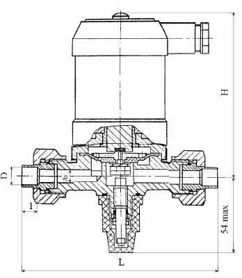 13с810р11 клапан запорный проходной мембранный Ду15 Ру23. Изображение 1