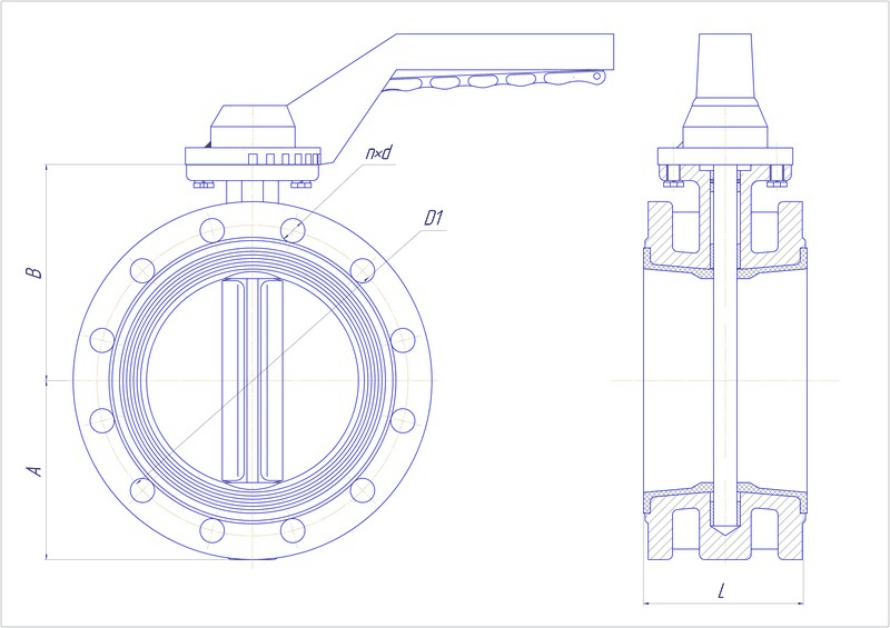 ПА 342.80.16-02Ф затвор поворотный дисковый с рукояткой Ду80 Ру16. Изображение 1